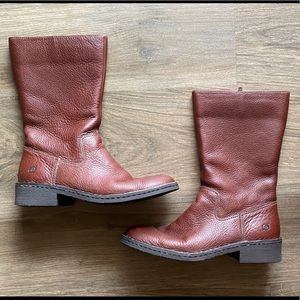 Børn Brown Genuine Leather Mid-Calf Boots